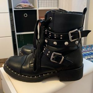 Rhinestone Studded Combat Boots